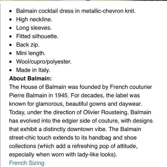 Balmain Paris Chevron Stripe Lurex Cocktail LS Dress - Picture 4 of 16